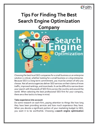 Tips For Finding The Best Search Engine Optimization Company
