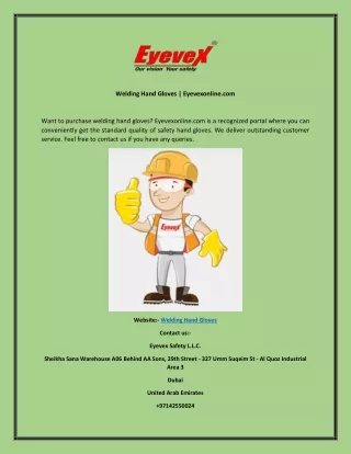 Welding Hand Gloves  Eyevexonline