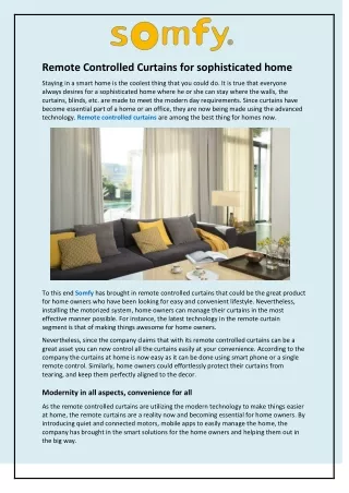 remote controlled curtains for sophisticated home