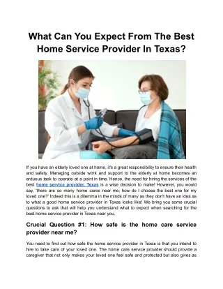 What Can You Expect From The Best Home Service Provider In Texas