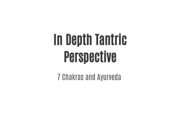 in depth tantric perspective