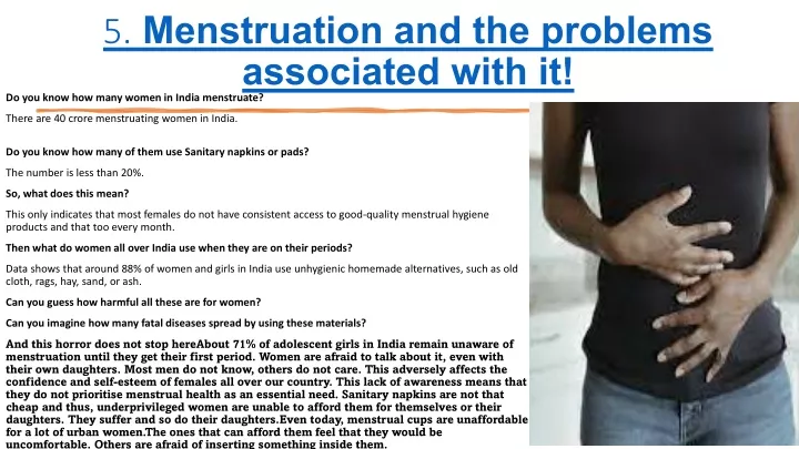 5 menstruation and the problems associated with