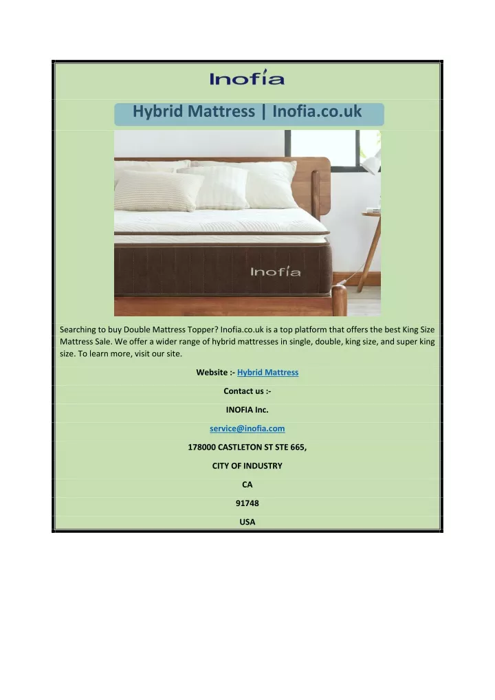 hybrid mattress inofia co uk