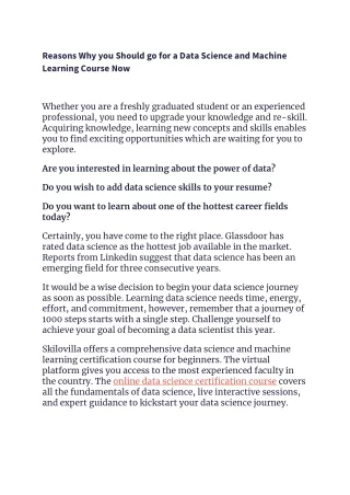 reasons why you should go for a data science