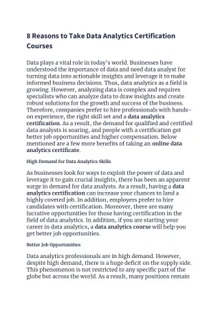 8 reasons to take data analytics certification