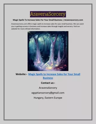 Magic Spells To Increase Sales For Your Small Business  Aravenasorcery