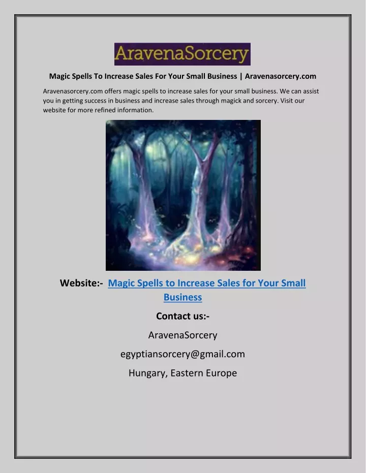 magic spells to increase sales for your small