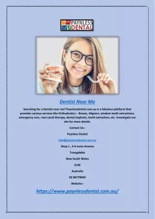 Dentist Near Me | Paynlessdental.com.au