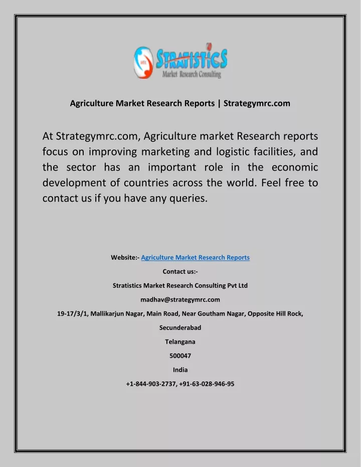 agriculture market research reports strategymrc