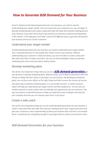 how to generate b2b demand for your business