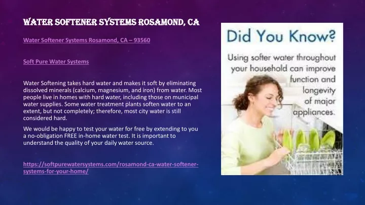 water softener systems rosamond ca