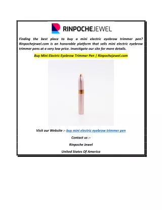 Buy Mini Electric Eyebrow Trimmer Pen  Rinpochejewel.com
