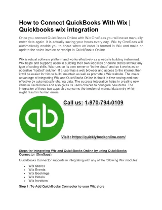 how to connect quickbooks with wix quickbooks