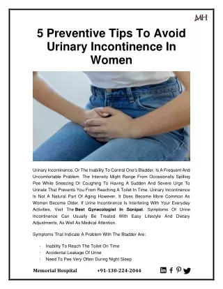 5 Preventive Tips To Avoid Urinary Incontinence In Women