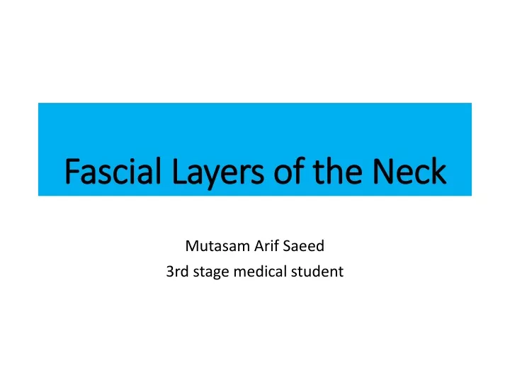 fascial layers of the neck