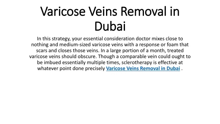 varicose veins removal in dubai