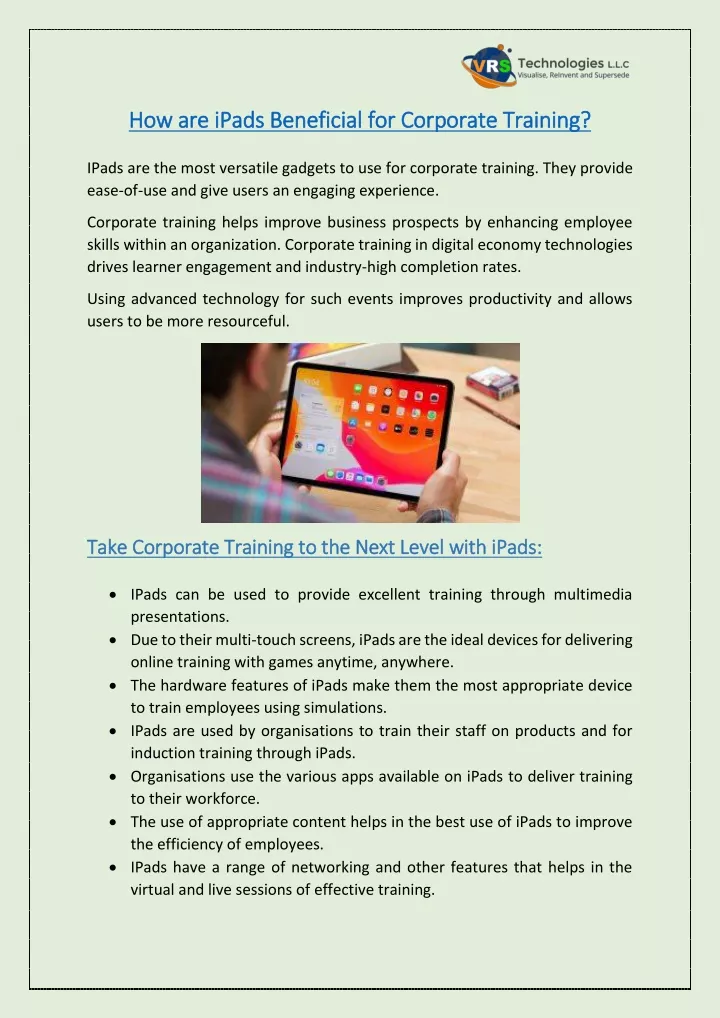 how are ipads beneficial for corporate training