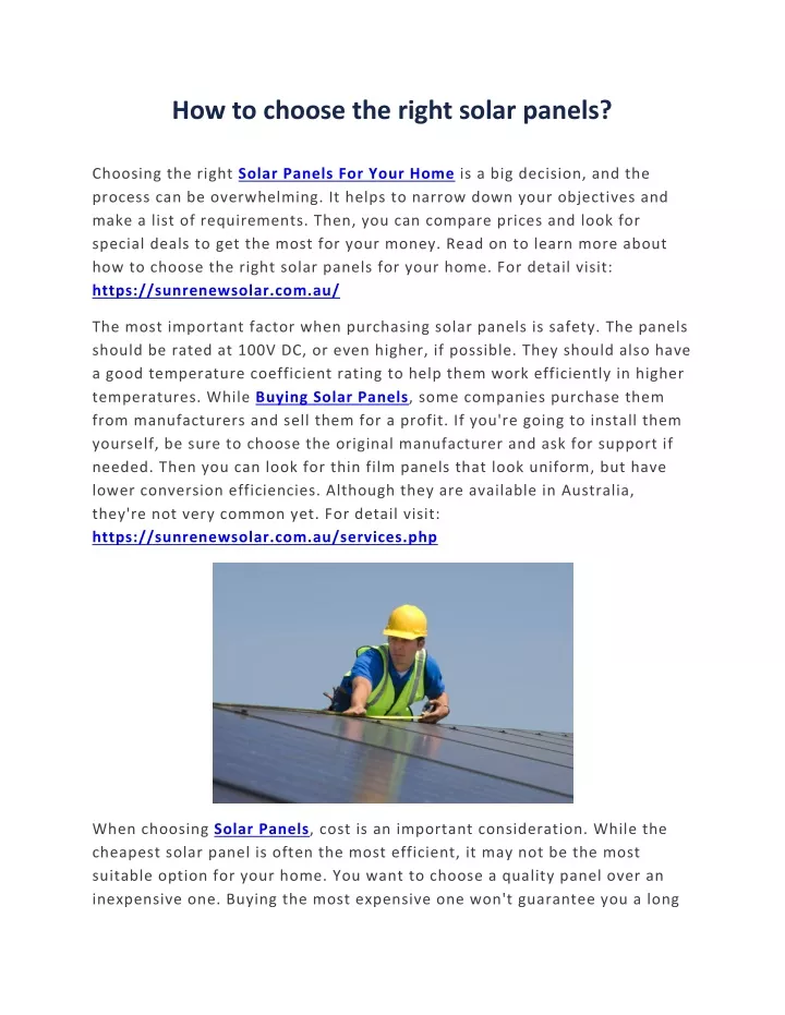how to choose the right solar panels