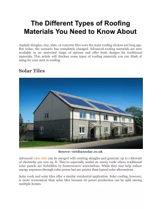 the different types of roofing materials you need