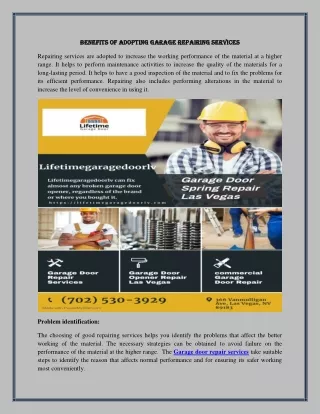 Benefits of adopting garage repairing services