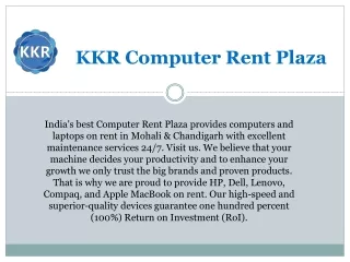 Obtain Rent A Computer In Mohali And Chandigarh | KKR Computer Rent Plaza