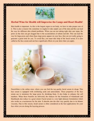 Herbal Wine for Health will Improvise the Lungs and Heart Health