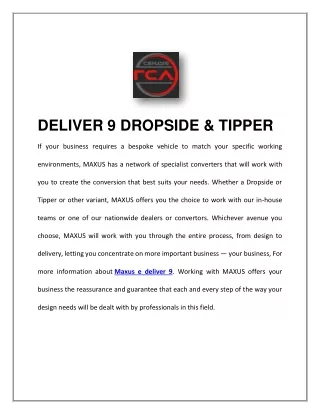deliver 9 dropside tipper