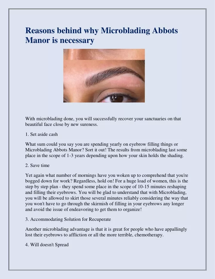 reasons behind why microblading abbots manor