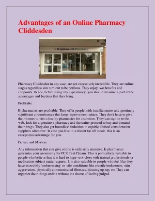 advantages of an online pharmacy cliddesden