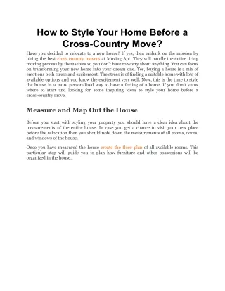 how to style your home before a cross country