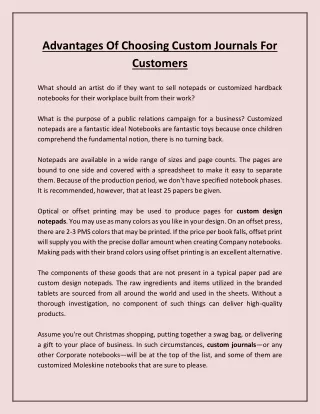 advantages of choosing custom journals