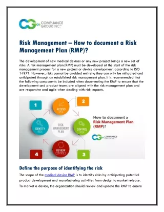 Risk Management  How to document a Risk Management Plan