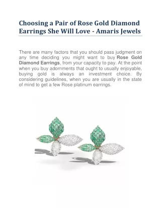 Choosing a Pair of Rose Gold Diamond Earrings She Will Love - Amaris Jewels