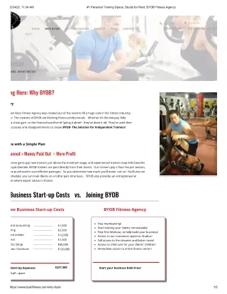 Personal training studio for rent