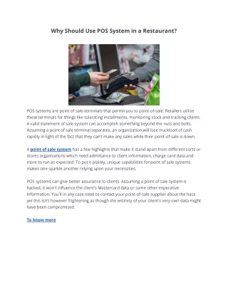 why should use pos system in a restaurant