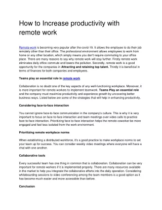 how to increase productivity with remote work