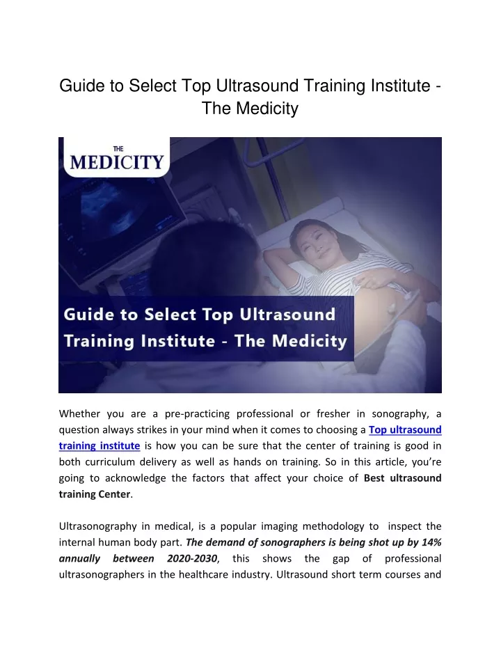 guide to select top ultrasound training institute