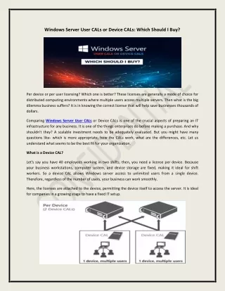windows server user cals or device cals which