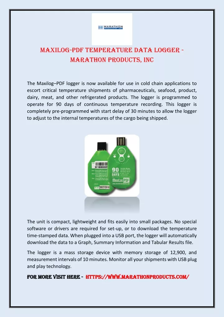 maxilog pdf temperature data logger marathon