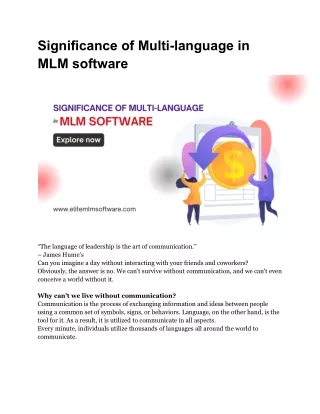 Significance of Multi-language in MLM software