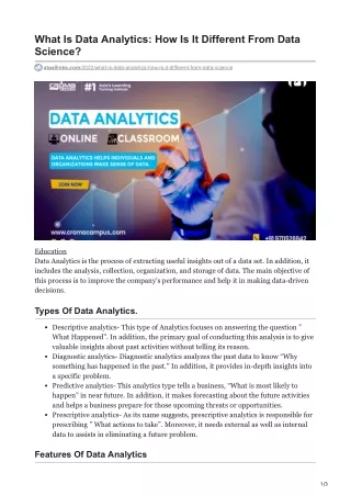 what is data analytics how is it different from