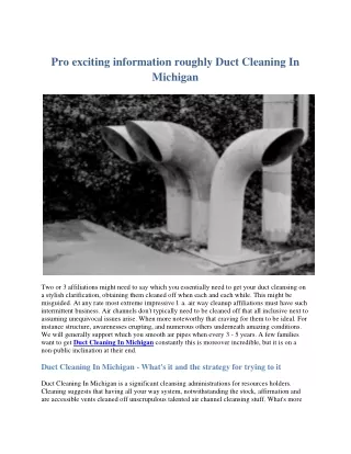 Pro exciting information roughly Duct Cleaning In Michigan