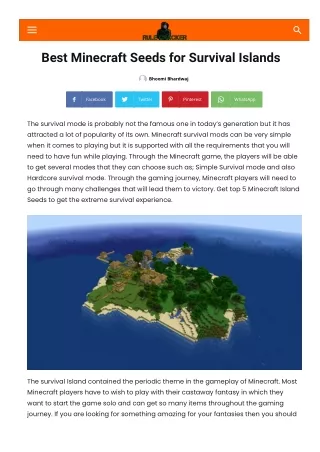 Best Minecraft Seeds for Survival Islands
