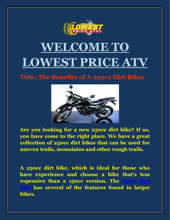 welcome to lowest price atv