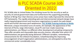 is plc scada course job oriented in 2022