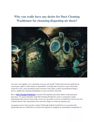 Why you really have any desire for Duct Cleaning Washtenaw for cleansing disgusting air ducts