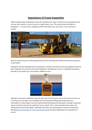 Importance of Crane Inspection