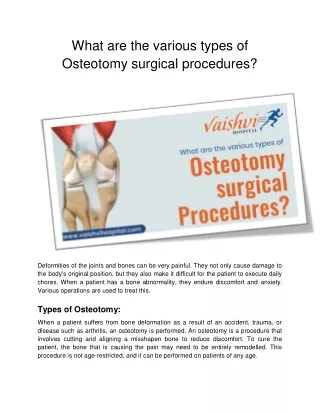 What are the various types of Osteotomy surgical procedures_