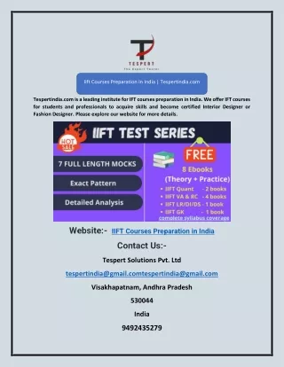 Iift Courses Preparation in India | Tespertindia.com