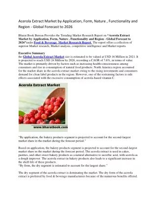 acerola extract market by application form nature